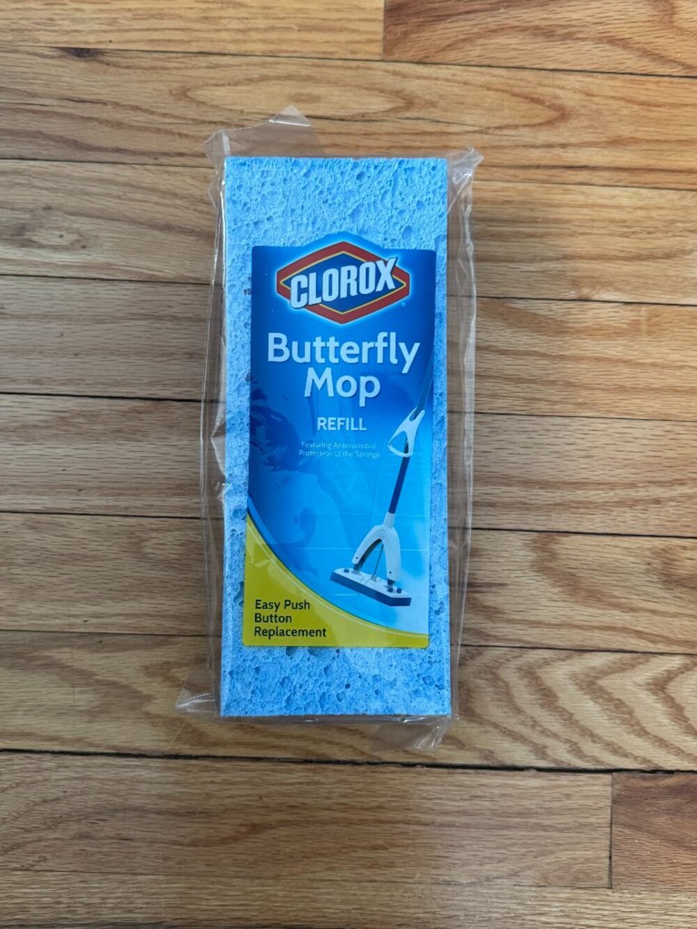 Clorox Butterfly Mop Refill Easy Push Button Replacement Antimicrobial Sponge